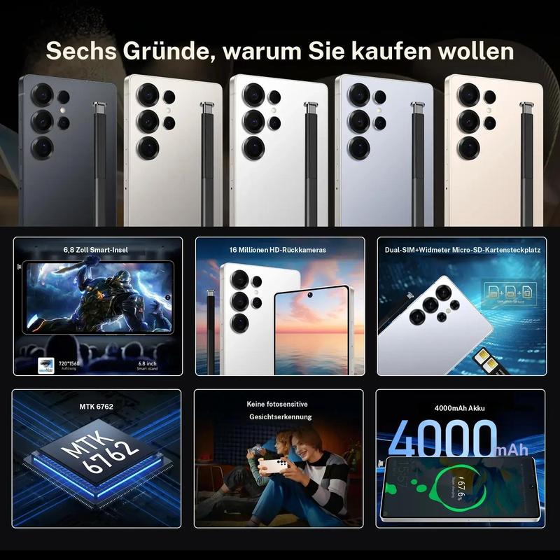 FUFFI 6,8 Zoll Smartphone, 4G Netzwerk Unlocked Telefon mit Stift, Android 12.0 Version Telefon mit 4G RAM, 8+16MP Pixel-Telefon, Dual Card Telefon