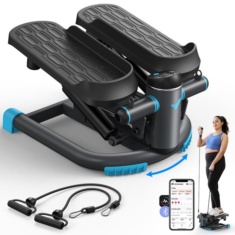 MERACH Mini Steppers for Exercise, Twist Stepper with Resistance Bands, 150 kg Capacity Stair Step Cardio Equipment for Full Body Workout