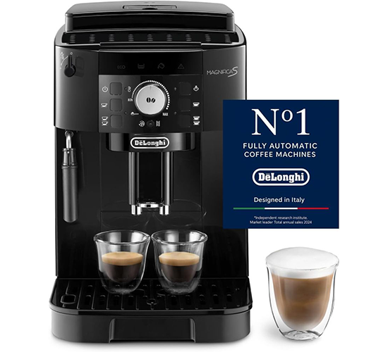 Kaffeevollautomat mit Milchaufschäumdüse für Cappuccino, mit Espresso Direktwahltasten und Drehregler, 2-Tassen-Funktion