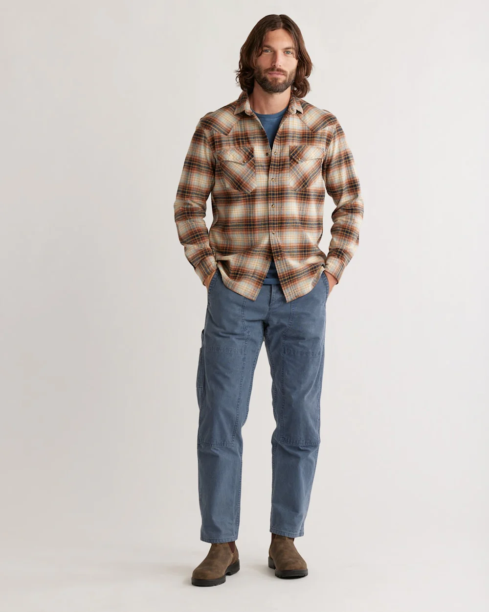 MEN'S PLAID WYATT SNAP-FRONT COTTON SHIRT