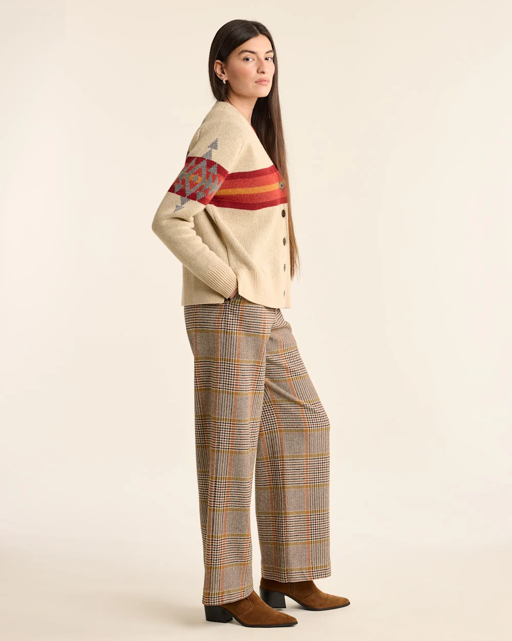 WOMEN'S LAMBSWOOL GRAPHIC CARDIGAN