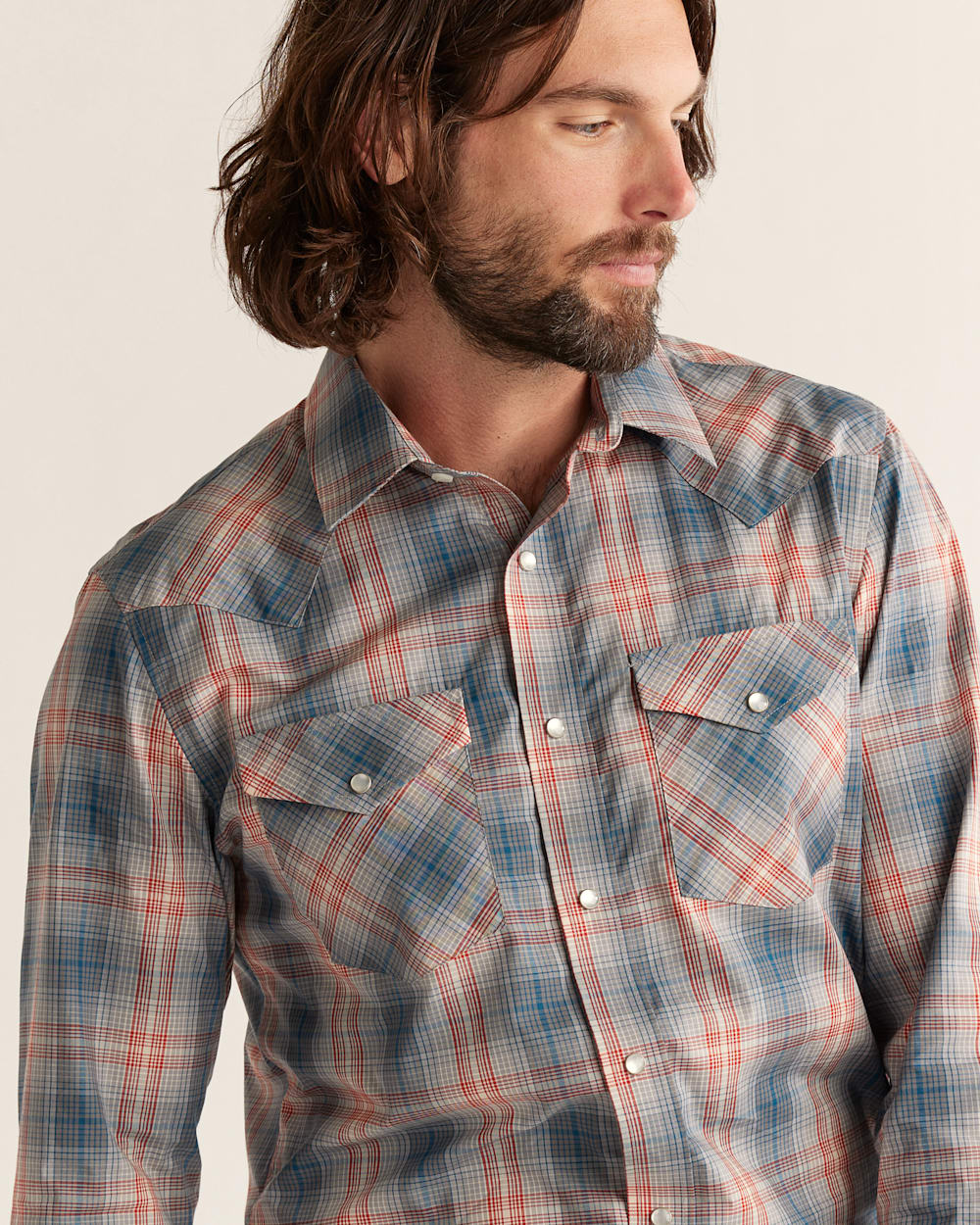 MEN'S PLAID LONG-SLEEVE BISHOP COTTON SHIRT