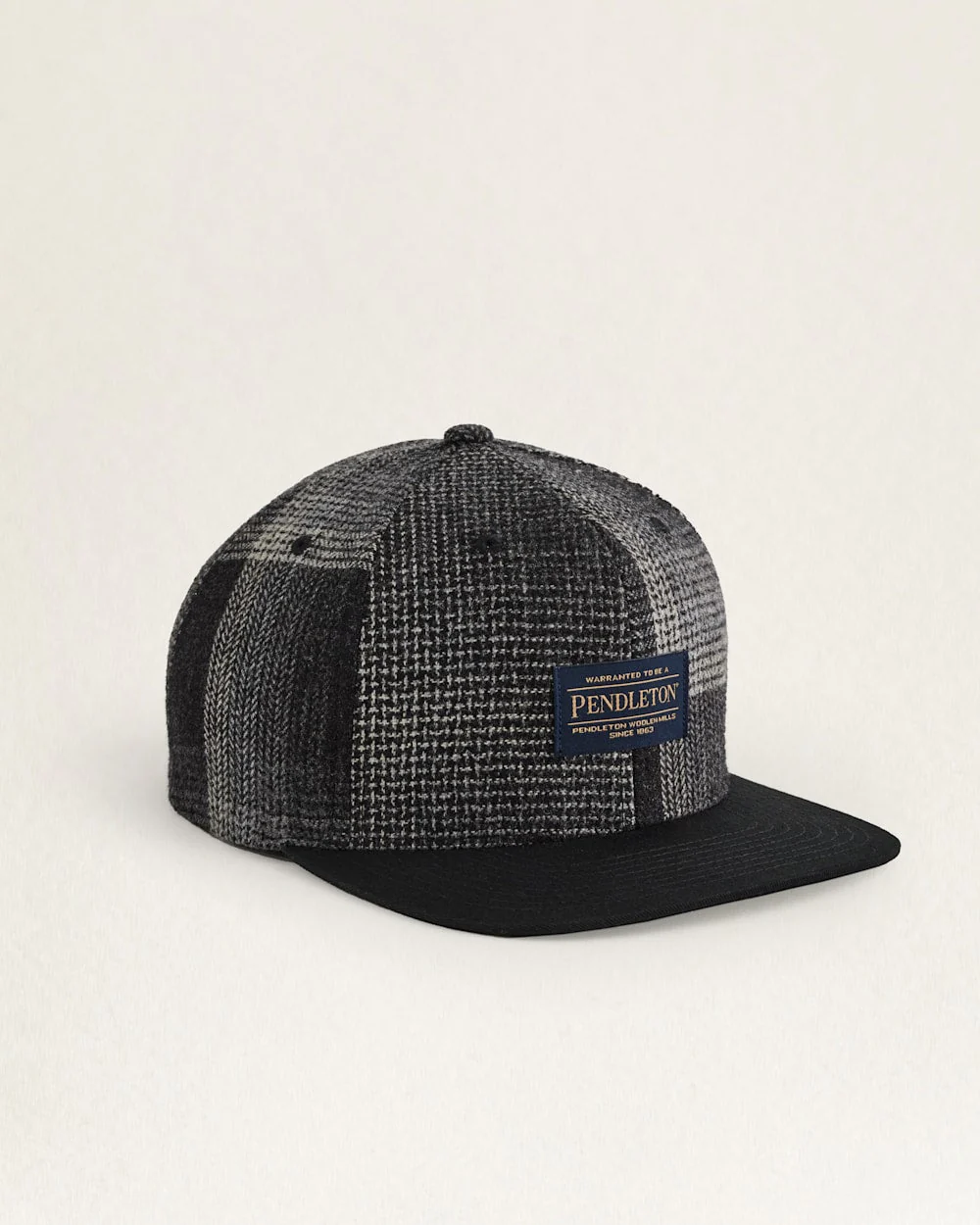 PLAID PATCHWORK FLAT BRIM HAT