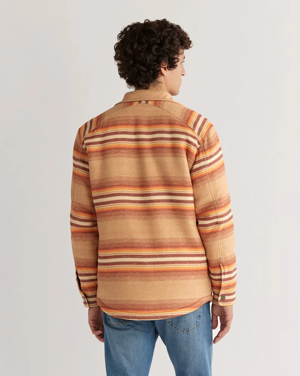 MEN'S STRIPED DOUBLESOFT SHERPA-LINED SHIRT JACKET