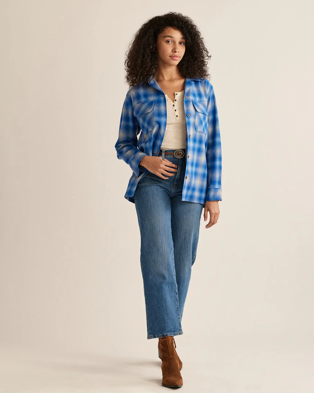 WOMEN'S PLAID BOYFRIEND BOARD SHIRT