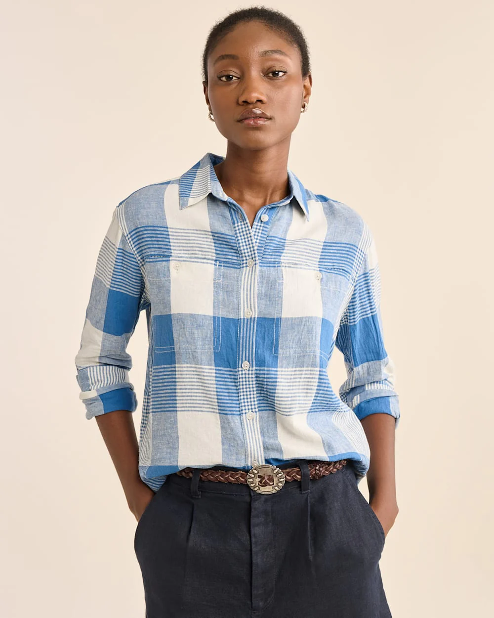 WOMEN'S ADLEY LINEN-BLEND SHIRT