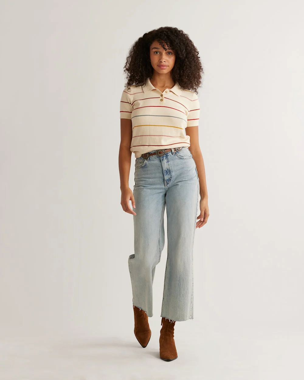 WOMEN'S COTTON/CASHMERE POLO SWEATER