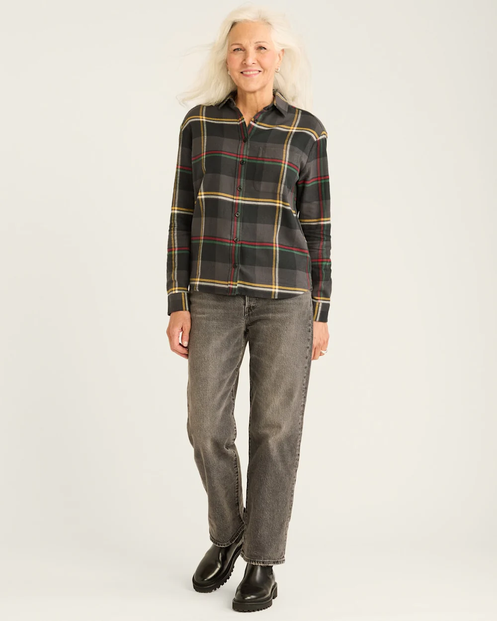 WOMEN'S PLAID BOYFRIEND DOUBLEBRUSHED FLANNEL SHIRT