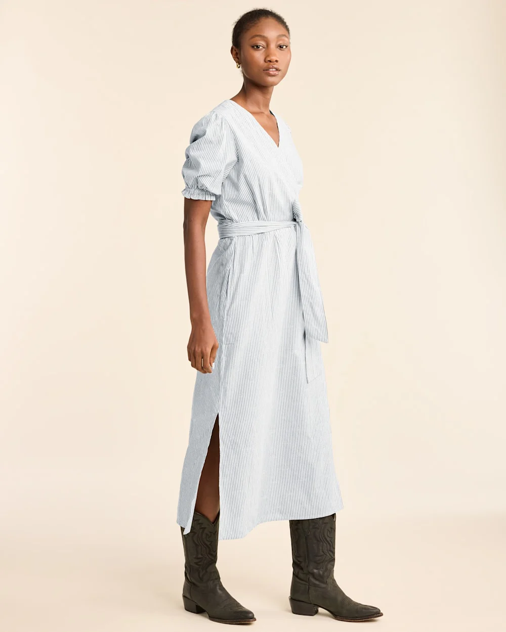 WOMEN'S PUFF-SLEEVE WRAP DRESS