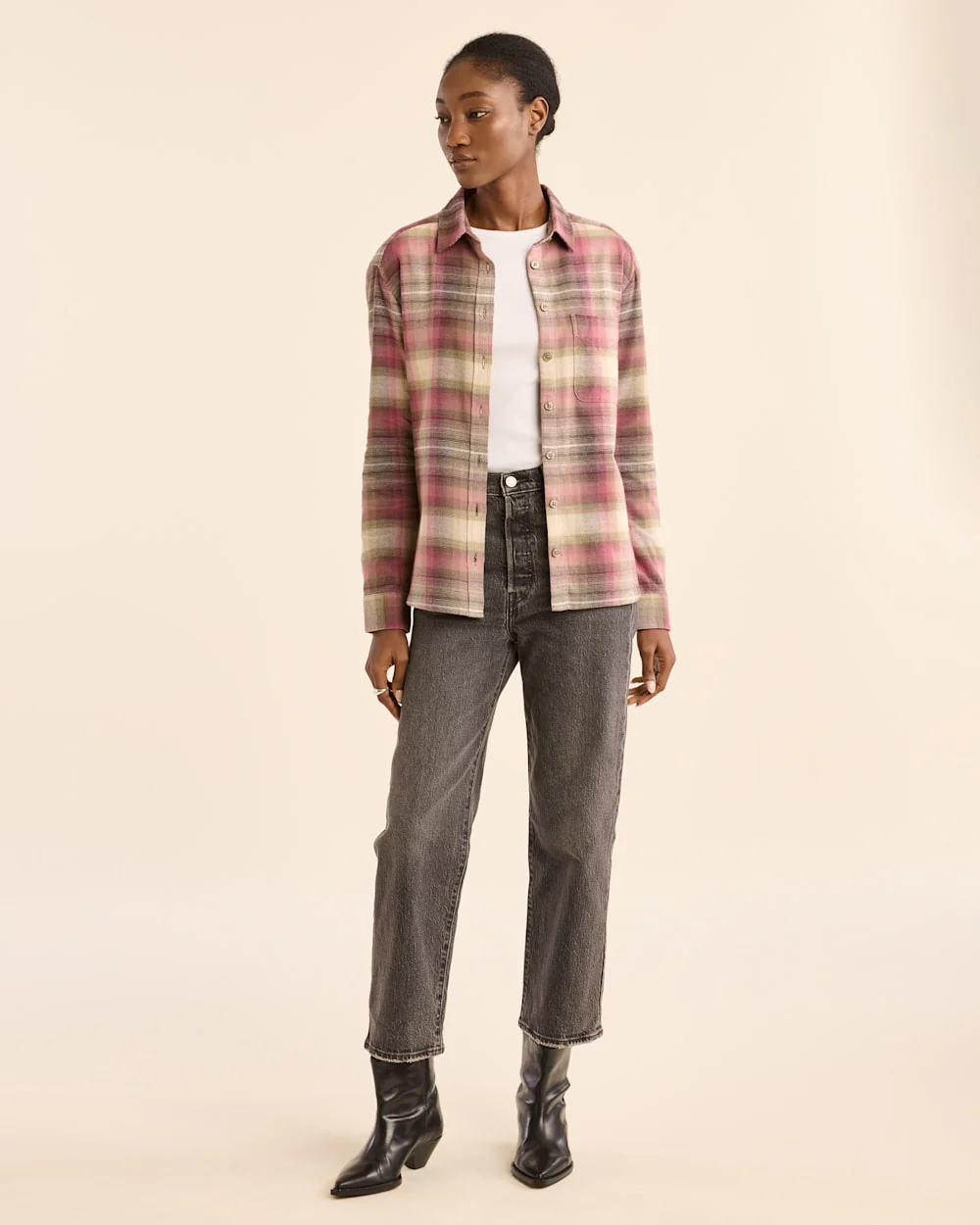 WOMEN'S PLAID BOYFRIEND DOUBLEBRUSHED FLANNEL SHIRT