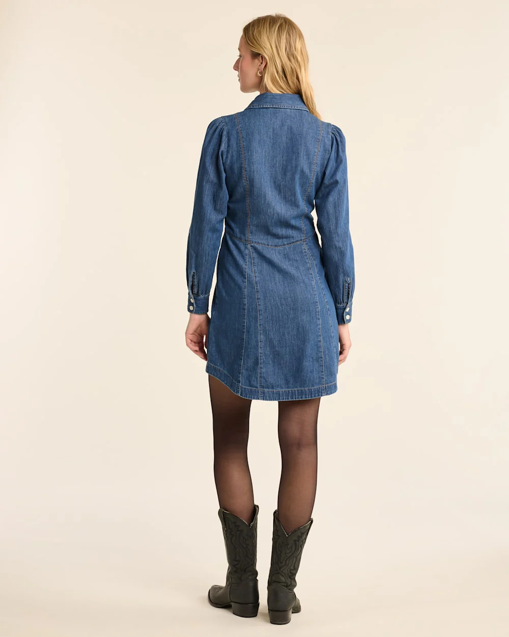 WOMEN'S BUTTON-FRONT CHAMBRAY DRESS