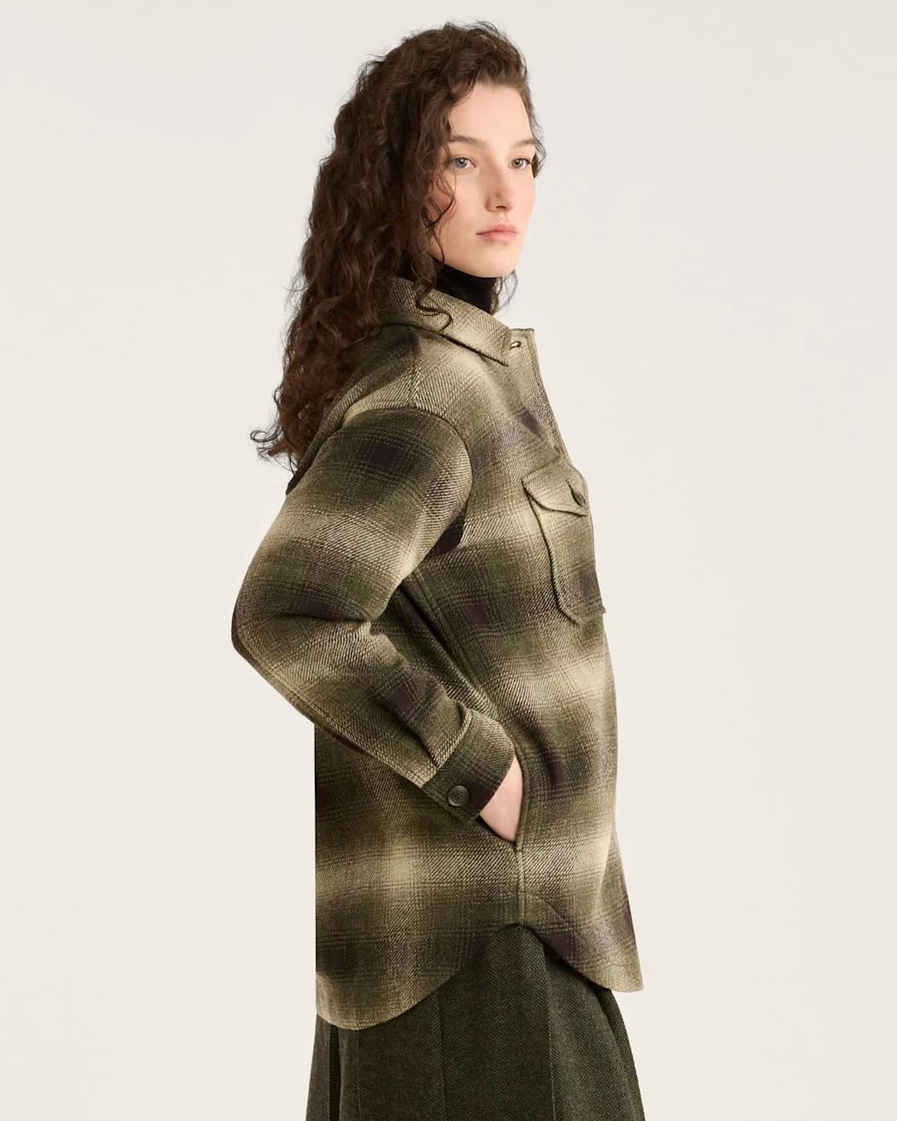 WOMEN'S PLAID WOOL SHIRT JACKET