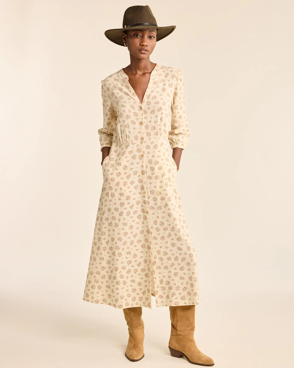 WOMEN'S FLORAL BUTTON-FRONT LANA DRESS