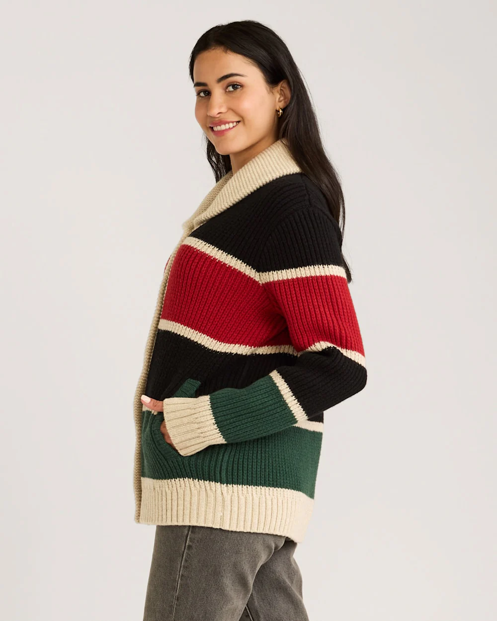 WOMEN'S RANGER STRIPE LAMBSWOOL CARDIGAN