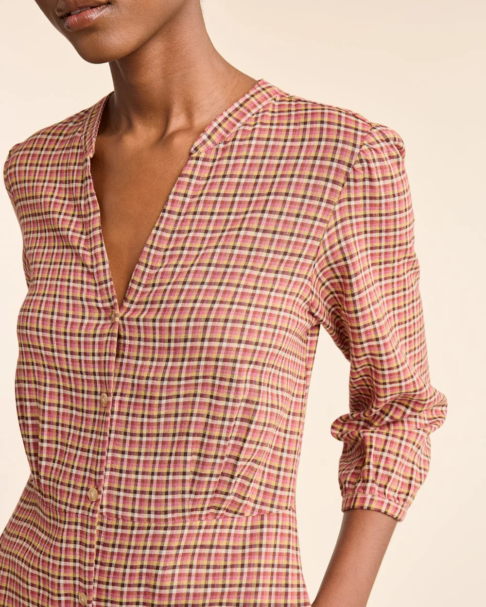 WOMEN'S CHECKED BUTTON-FRONT LANA DRESS