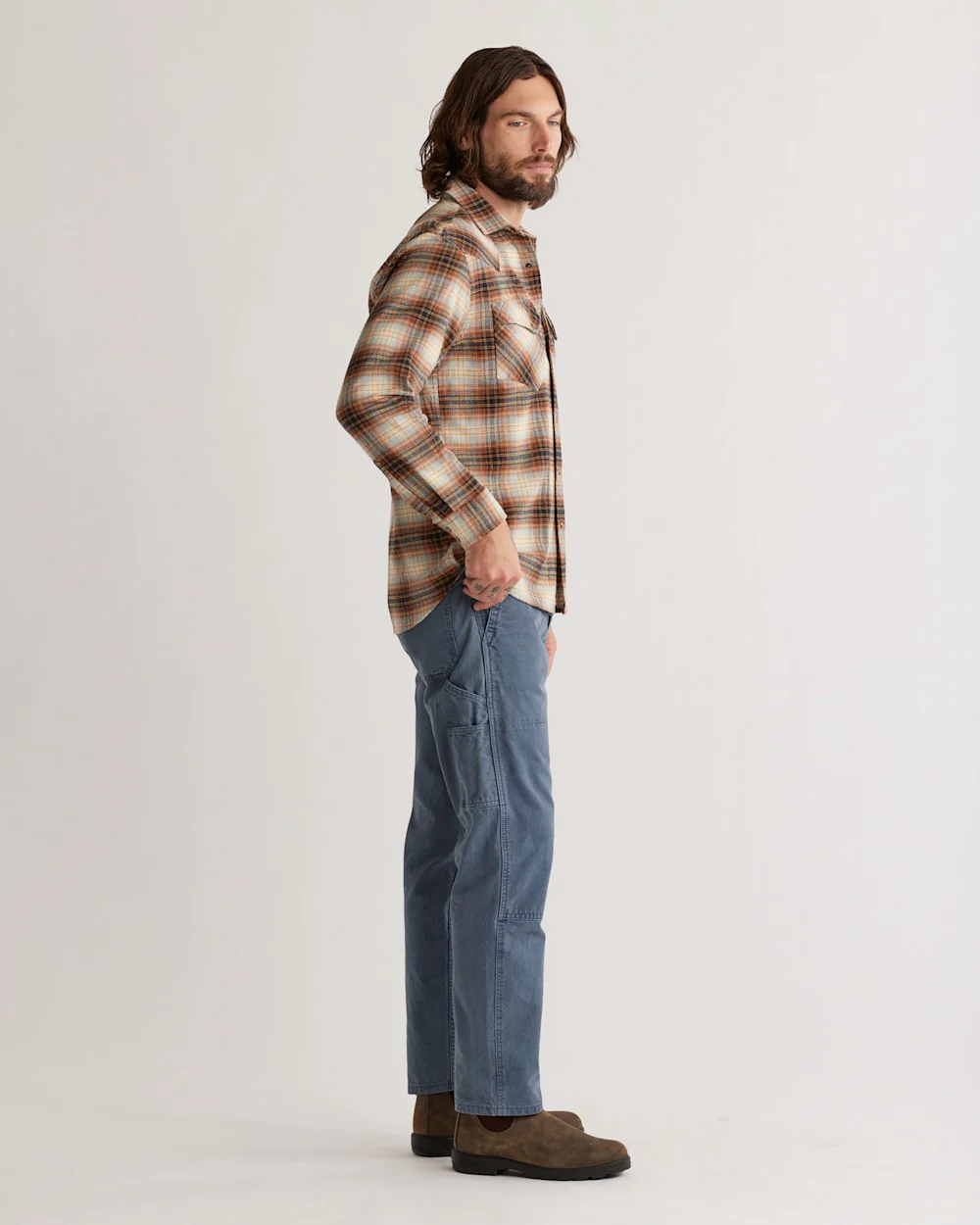 MEN'S PLAID WYATT SNAP-FRONT COTTON SHIRT