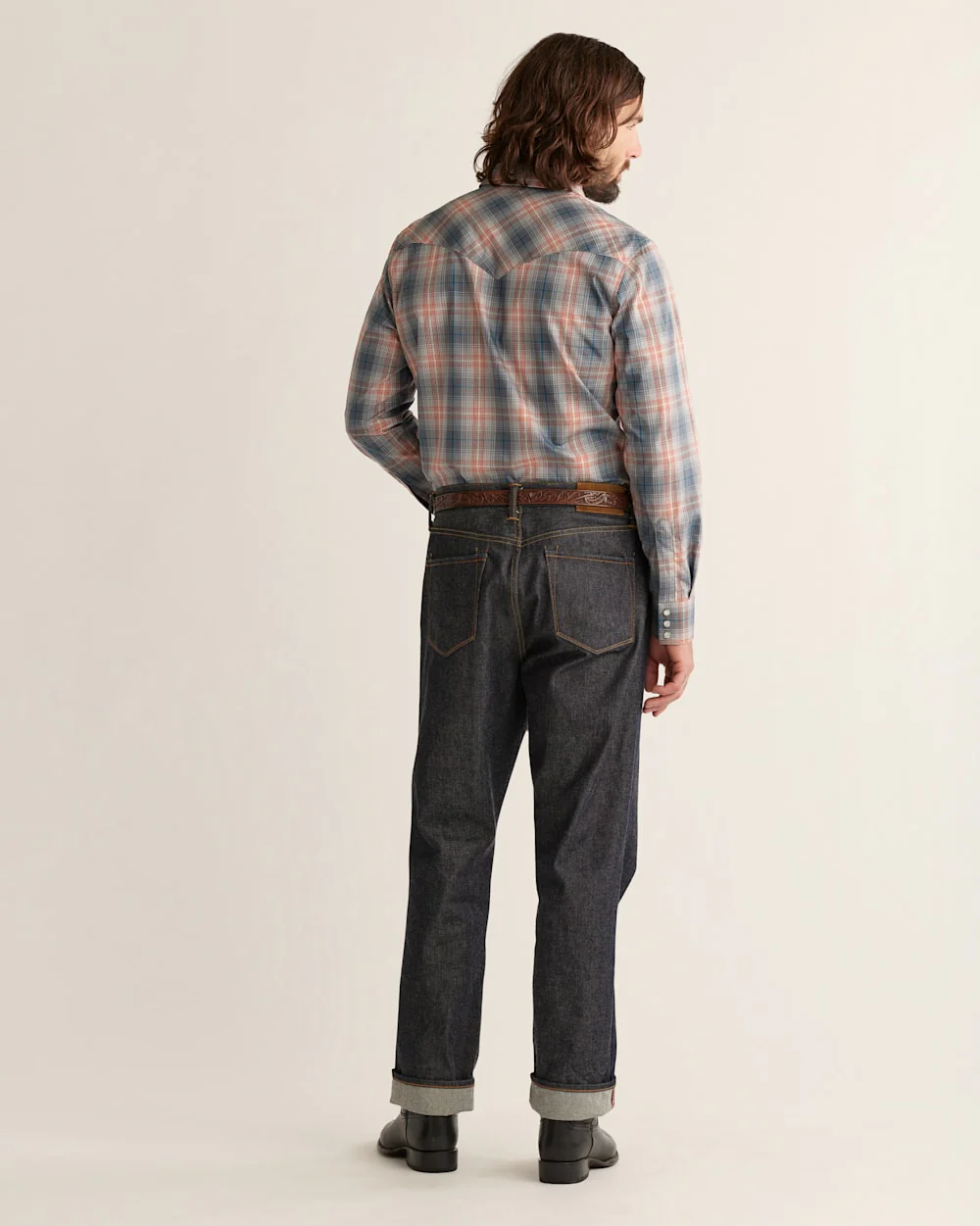 MEN'S PLAID LONG-SLEEVE BISHOP COTTON SHIRT