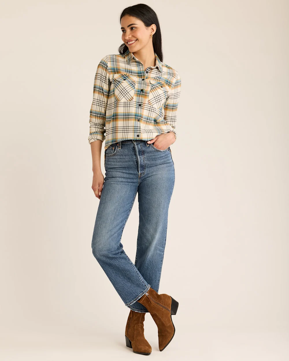 WOMEN'S PLAID MADISON DOUBLEBRUSHED FLANNEL SHIRT