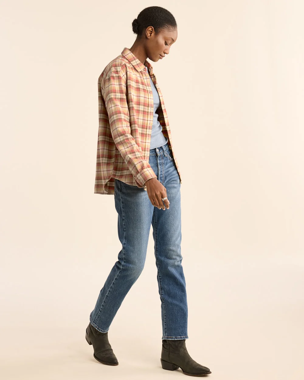 WOMEN'S PLAID BOYFRIEND DOUBLEBRUSHED FLANNEL SHIRT