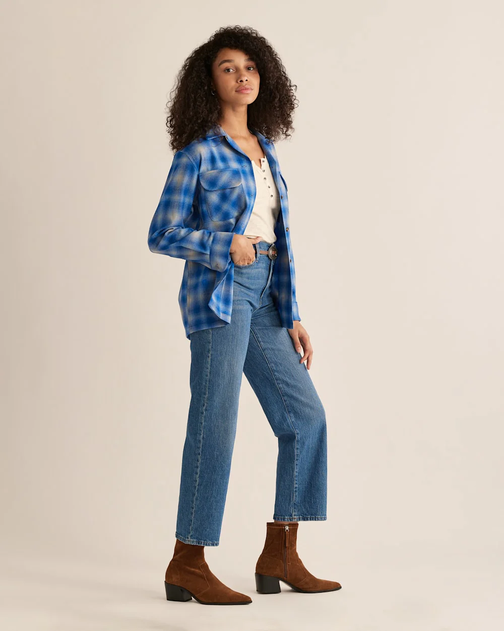 WOMEN'S PLAID BOYFRIEND BOARD SHIRT