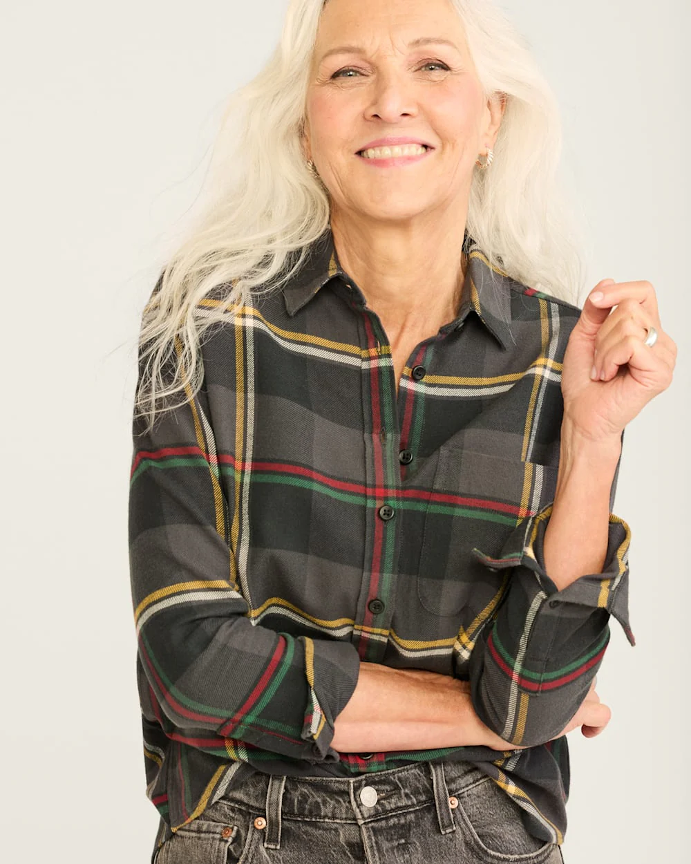 WOMEN'S PLAID BOYFRIEND DOUBLEBRUSHED FLANNEL SHIRT