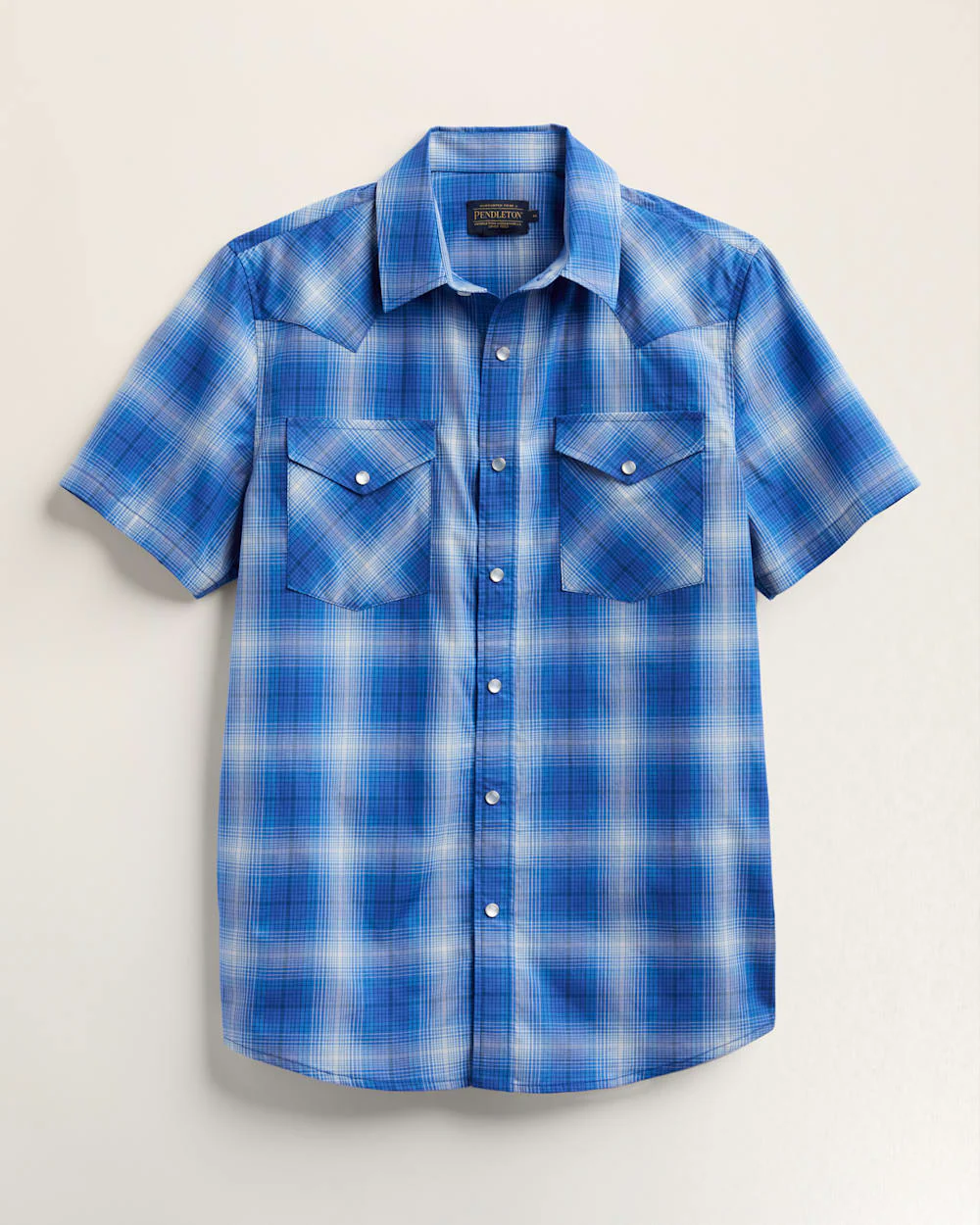 MEN'S PLAID SHORT-SLEEVE BISHOP COTTON SHIRT
