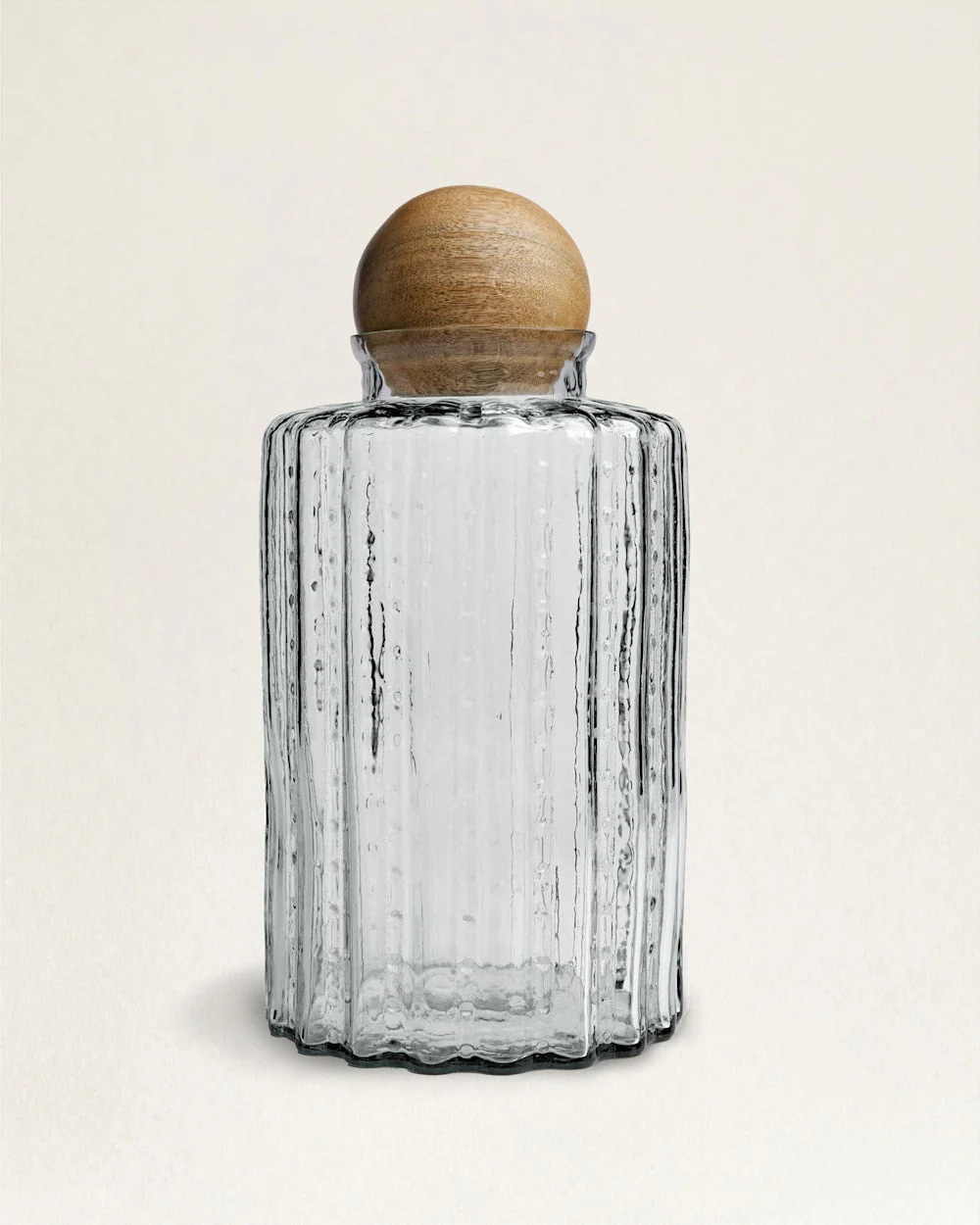 RUFFLE GLASS & MANGO WOOD CANISTER