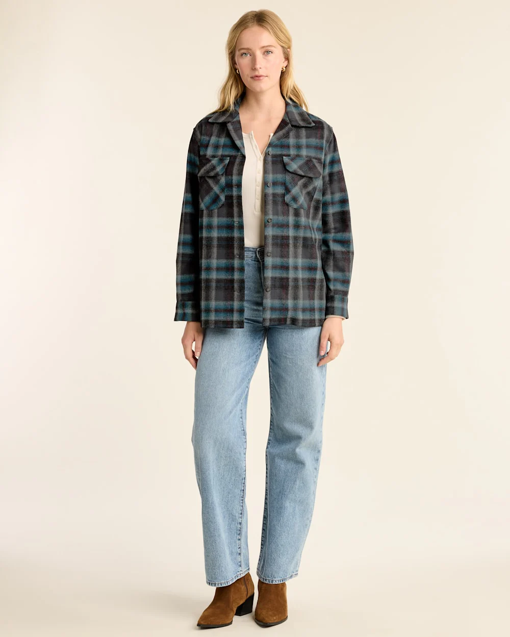 WOMEN'S PLAID BOYFRIEND BOARD SHIRT