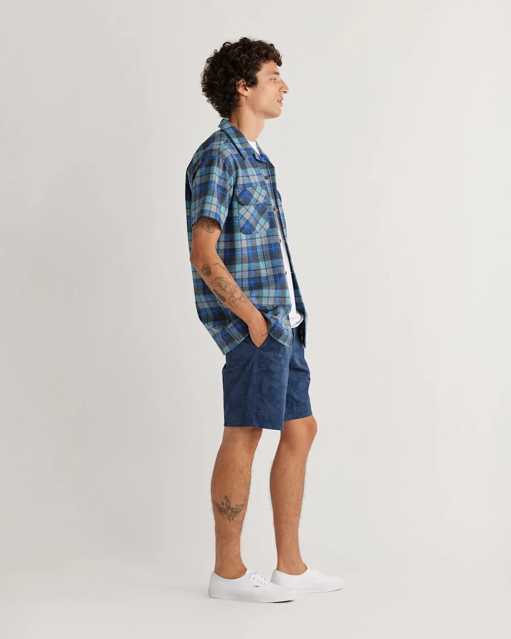 MEN'S PLAID SHORT-SLEEVE BOARD SHIRT