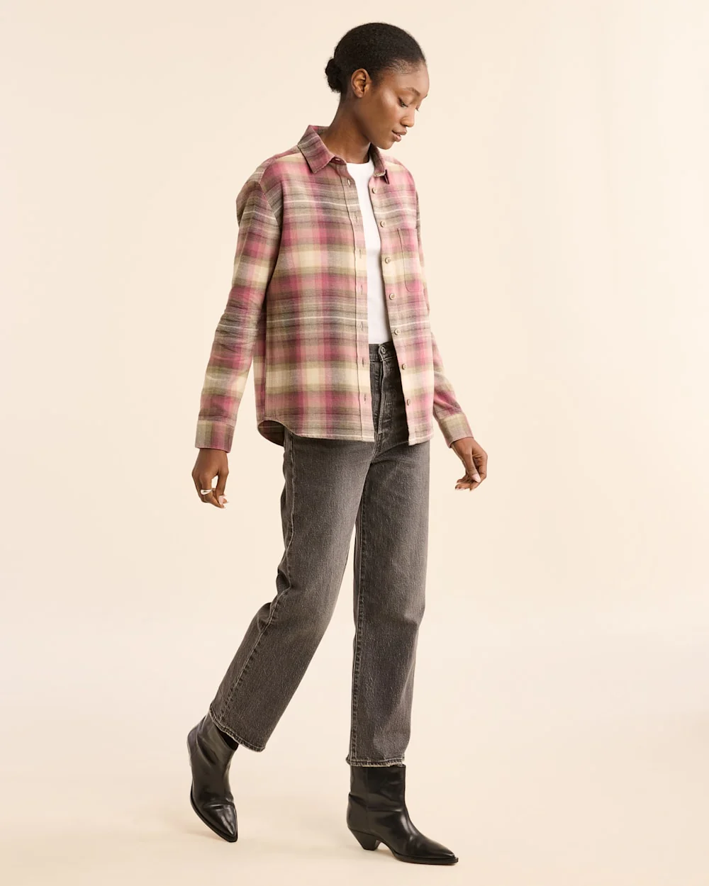 WOMEN'S PLAID BOYFRIEND DOUBLEBRUSHED FLANNEL SHIRT