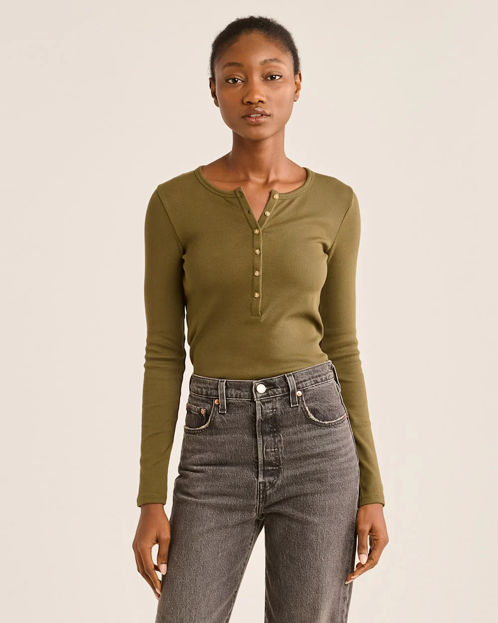 WOMEN'S LONG-SLEEVE PIMA COTTON HENLEY