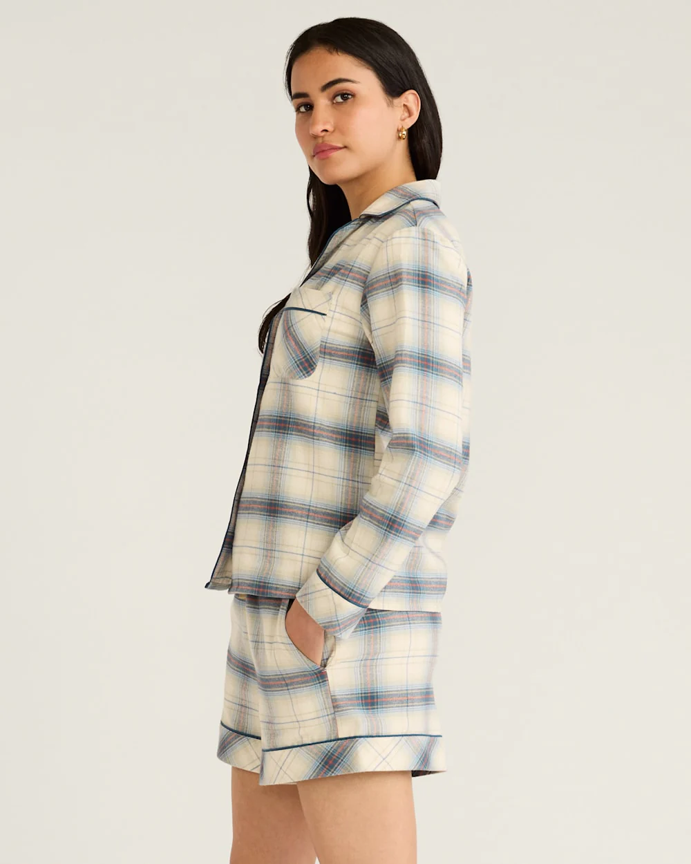 WOMEN'S PLAID FLANNEL PAJAMA SHORT SET