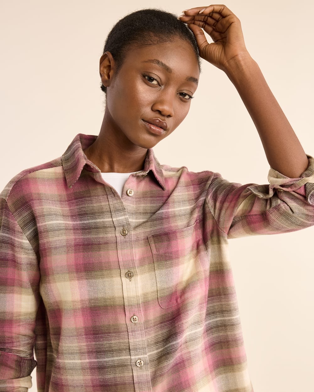 WOMEN'S PLAID BOYFRIEND DOUBLEBRUSHED FLANNEL SHIRT