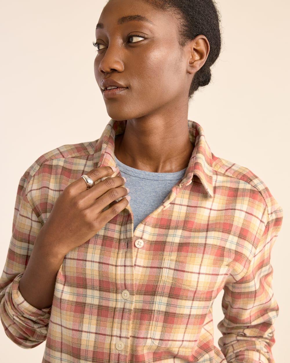 WOMEN'S PLAID BOYFRIEND DOUBLEBRUSHED FLANNEL SHIRT