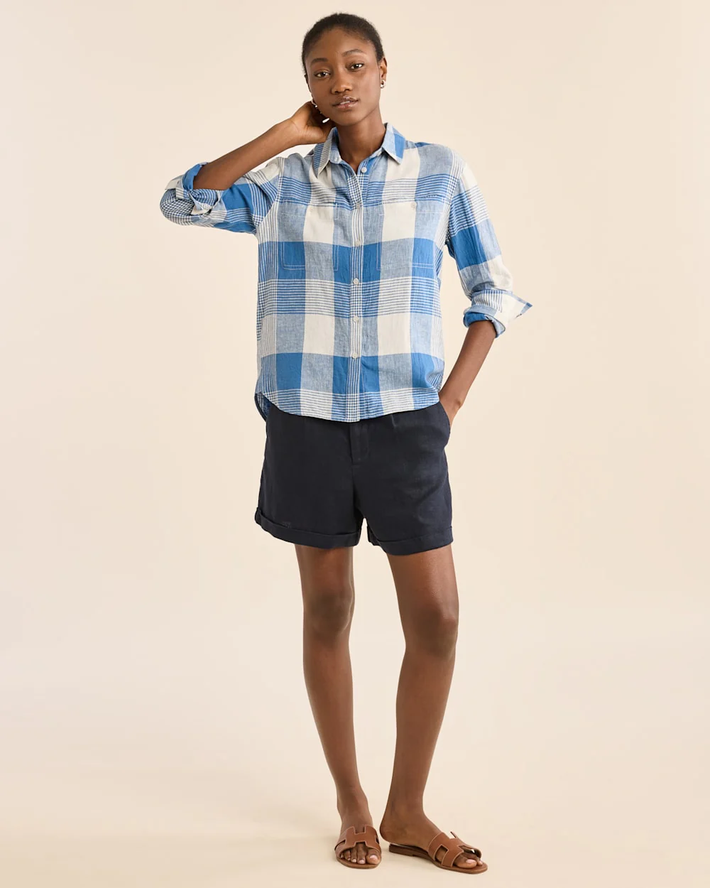WOMEN'S ADLEY LINEN-BLEND SHIRT