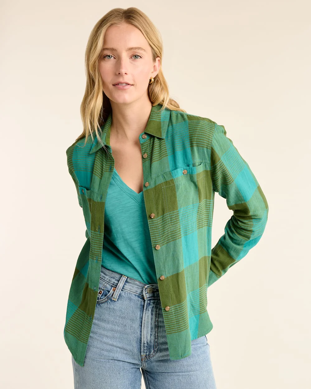 WOMEN'S ADLEY LINEN-BLEND SHIRT