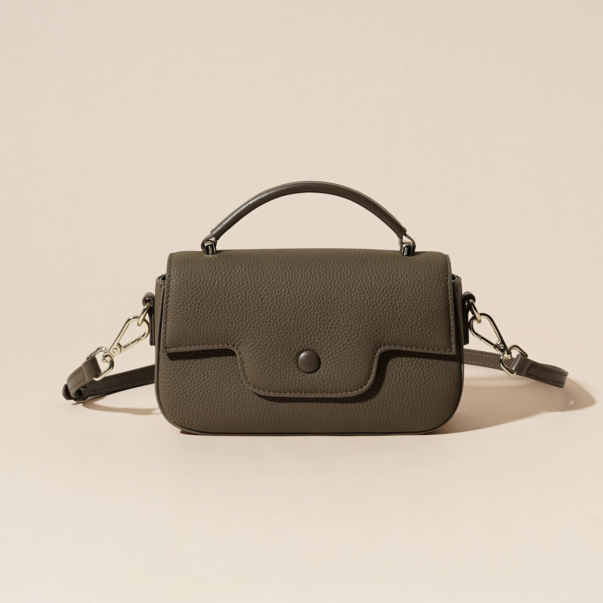 Grey Cowhide genuine leather women's bag versatile popular retro high-end shoulder crossbody handbag