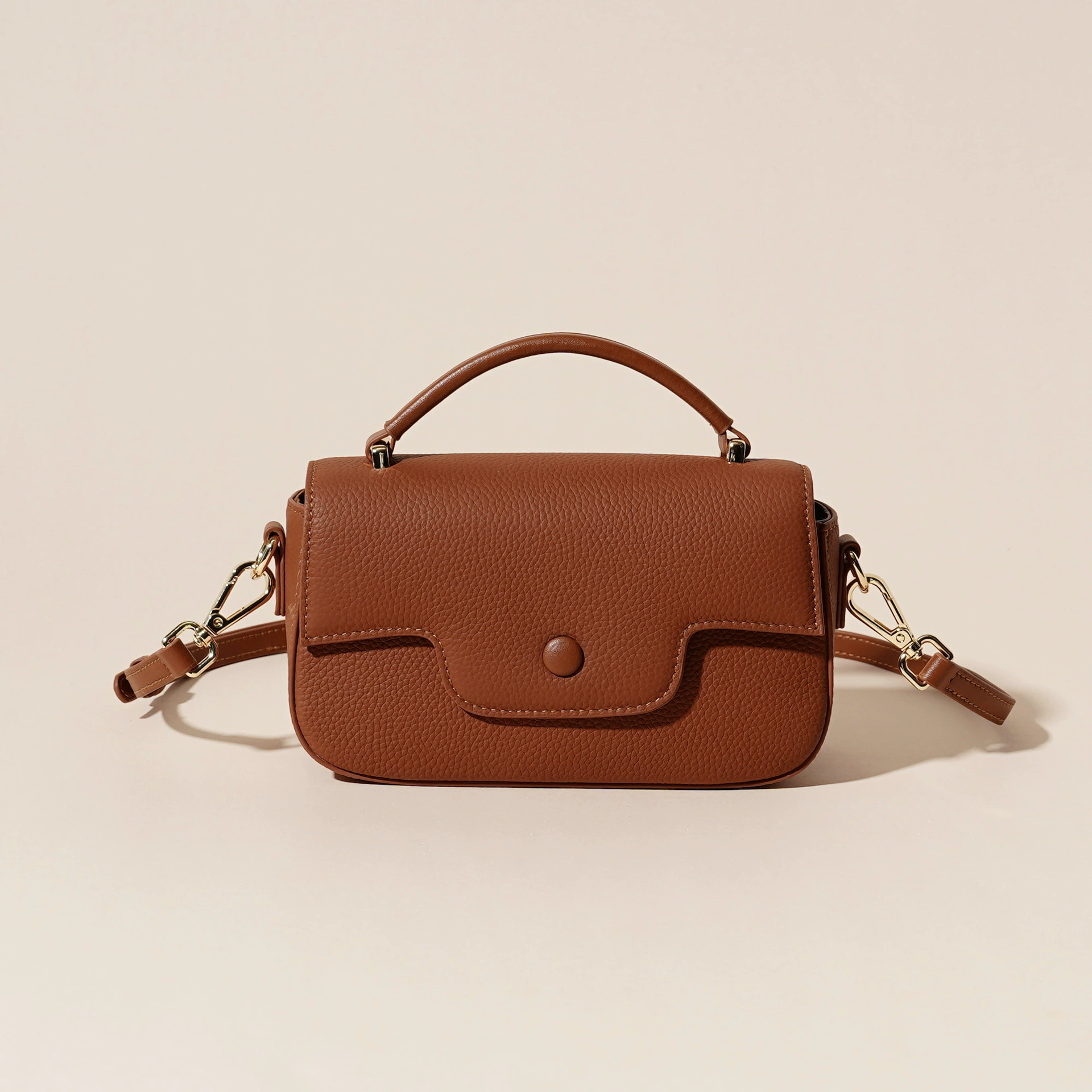 Orange Cowhide genuine leather women's bag versatile popular retro high-end shoulder crossbody handbag