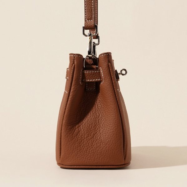 Brown Cowhide high-grade retro lock underarm bag genuine leather shoulder bag handbag messenger bag