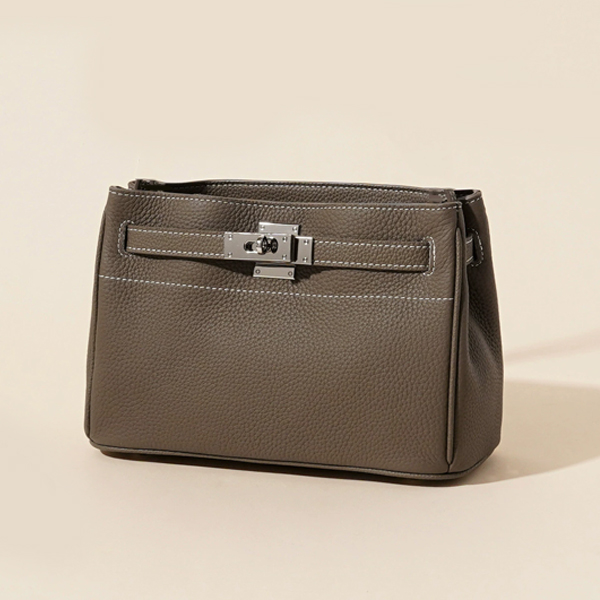 Brown Cowhide high-grade retro lock underarm bag genuine leather shoulder bag handbag messenger bag