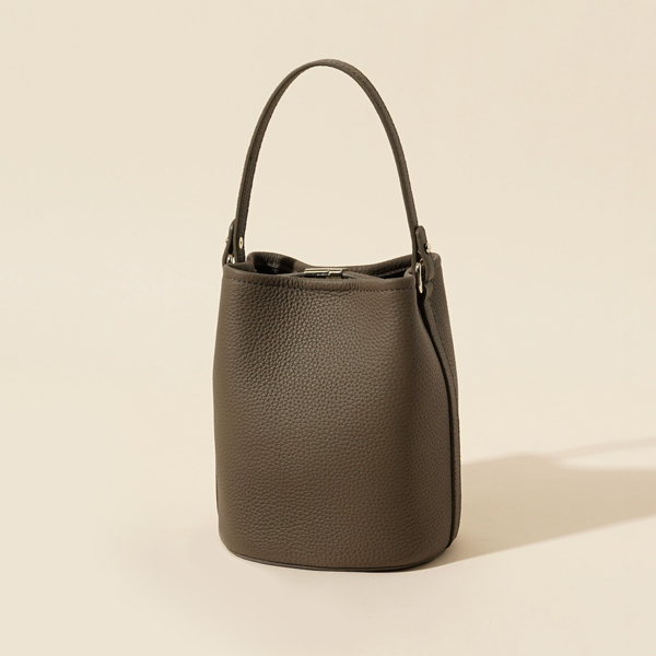 Brown Cowhide bucket bag spring and summer genuine leather women's bag high-end shoulder crossbody handbag