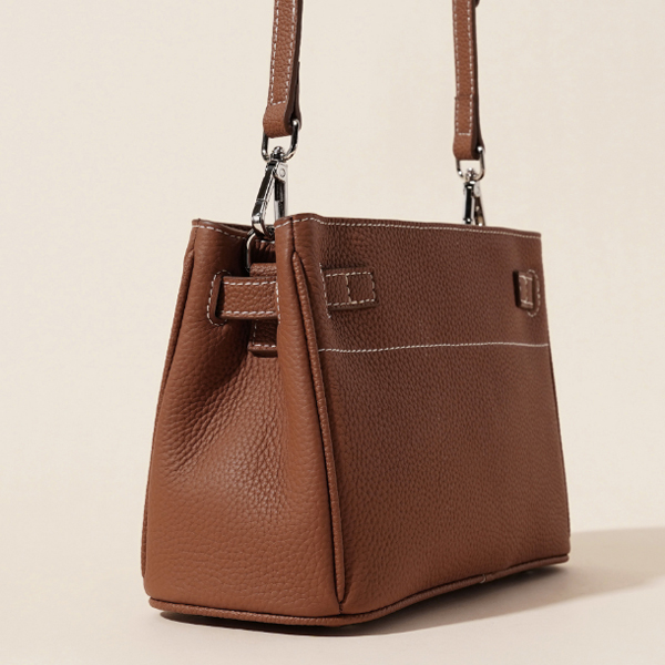 Brown Cowhide high-grade retro lock underarm bag genuine leather shoulder bag handbag messenger bag