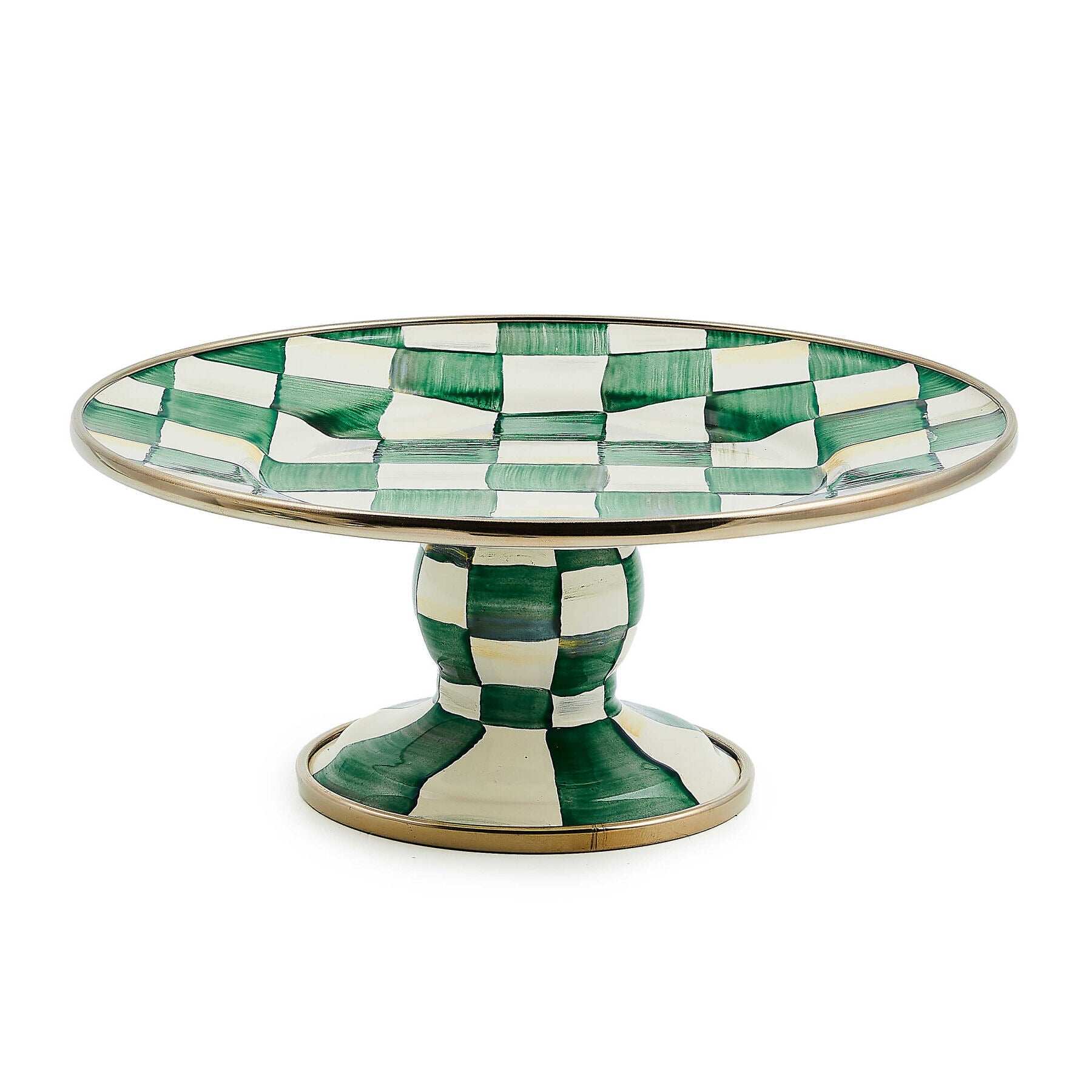 Emerald Check Mini Pedestal Platter