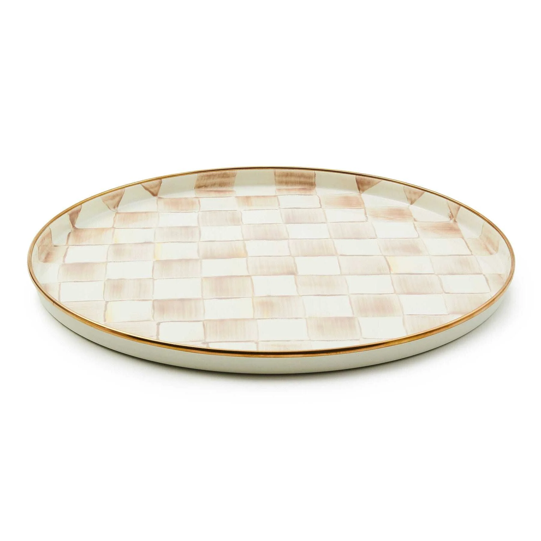 Mocha Check Round Tray by MacKenzie-Childs