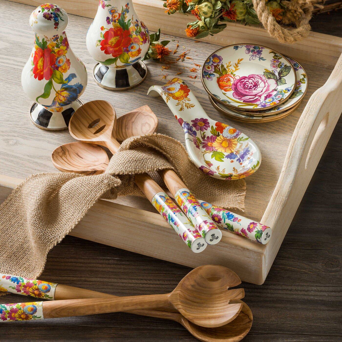 Flower Market Large Salt & Pepper Shakers - White