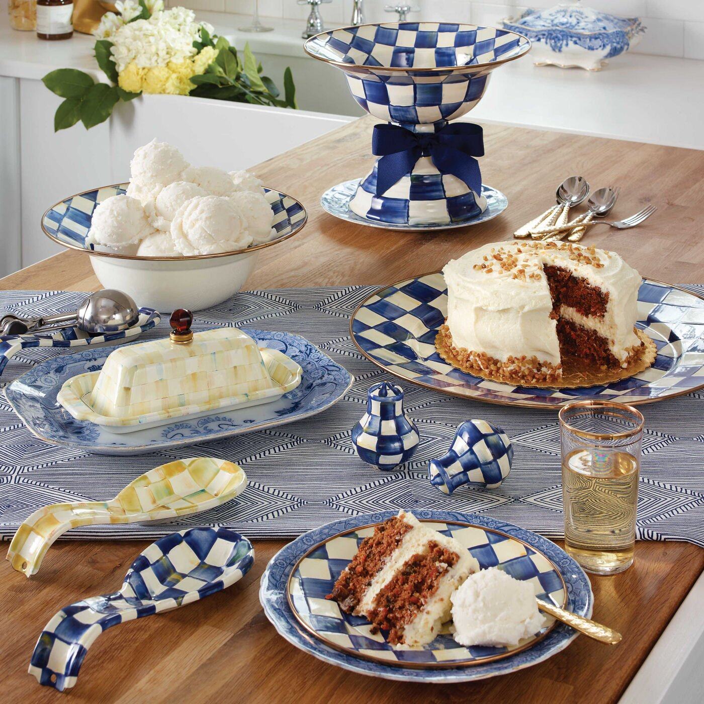 Royal Check Enamel Serving Bowl