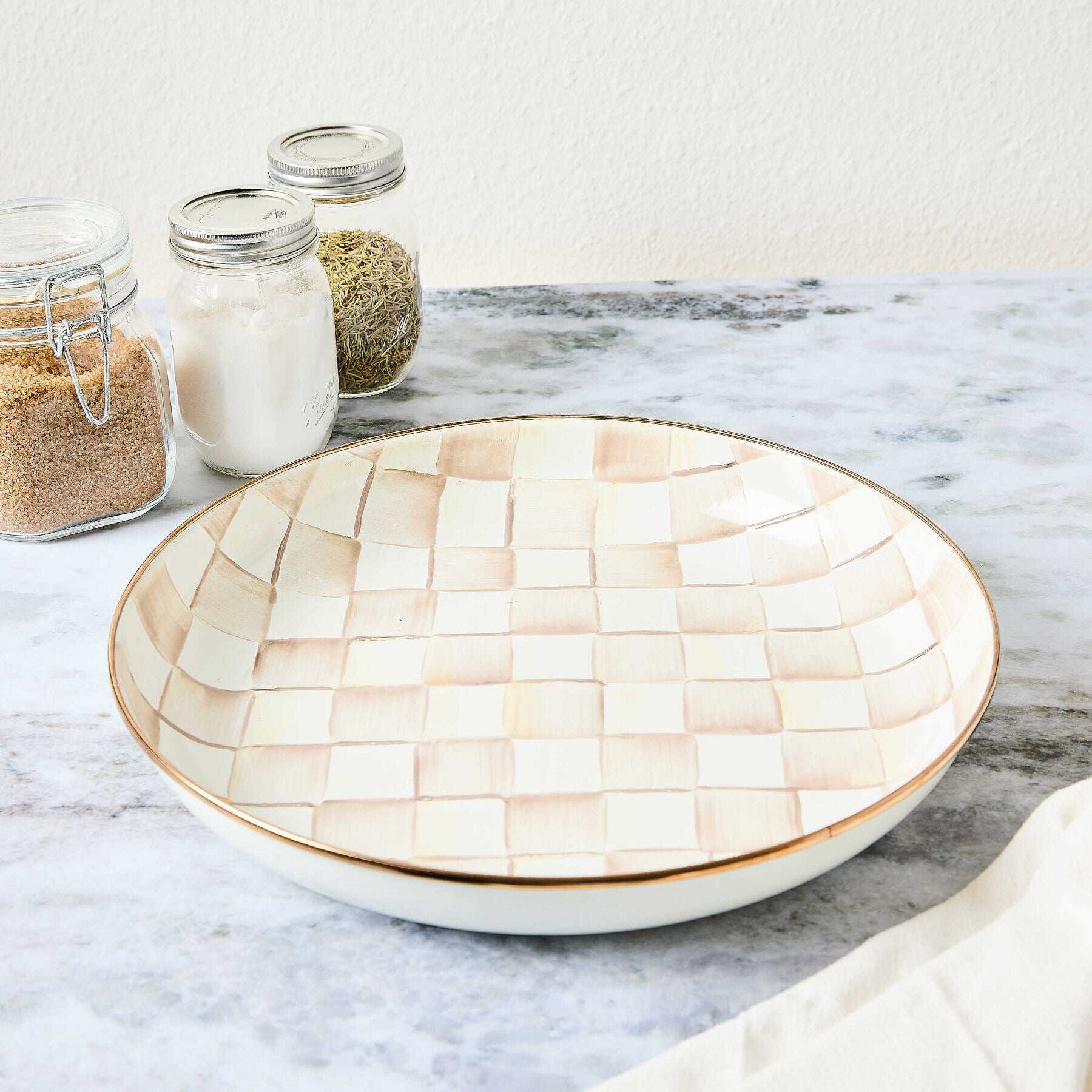 MacKenzie-Childs Mocha Check Abundant Bowl