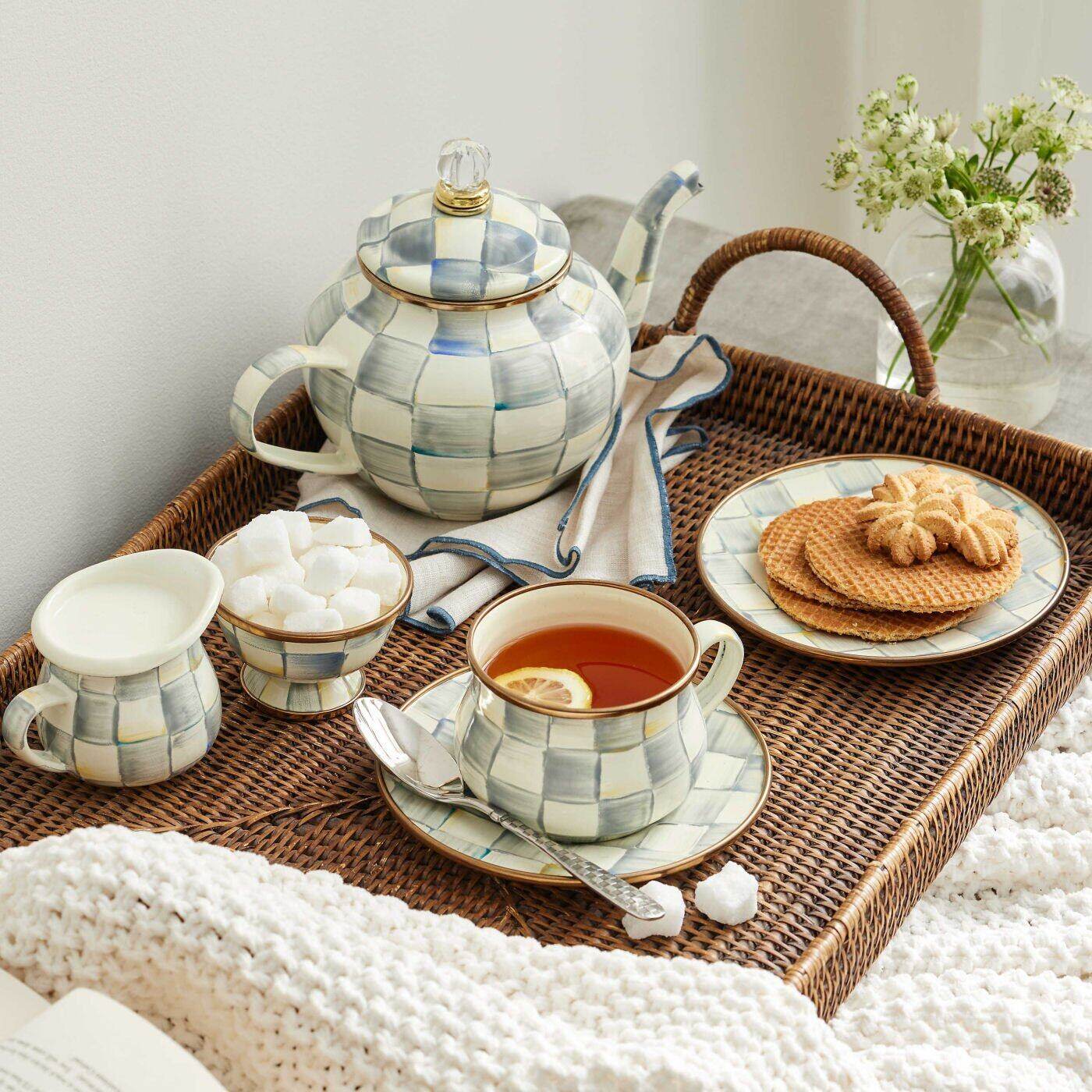 MacKenzie-Childs Sterling Check 4 Cup Teapot