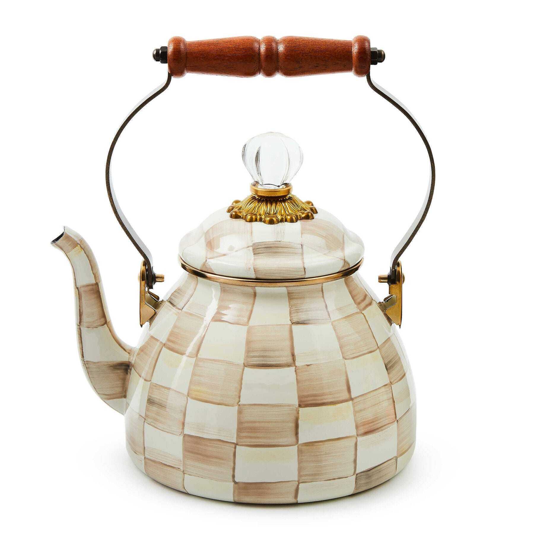 Mocha Check 1.89L Tea Kettle by MacKenzie-Childs