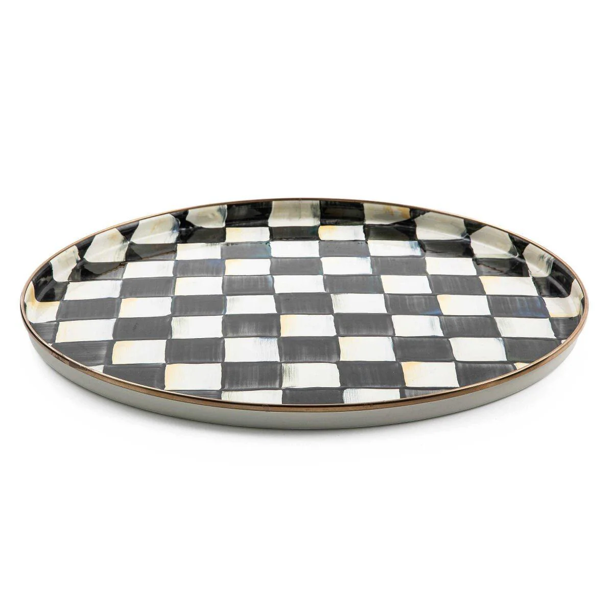 Courtly Check Enamel Round Tray